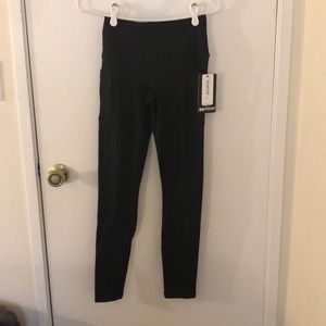 90 degree Black Fleece Leggings with pockets